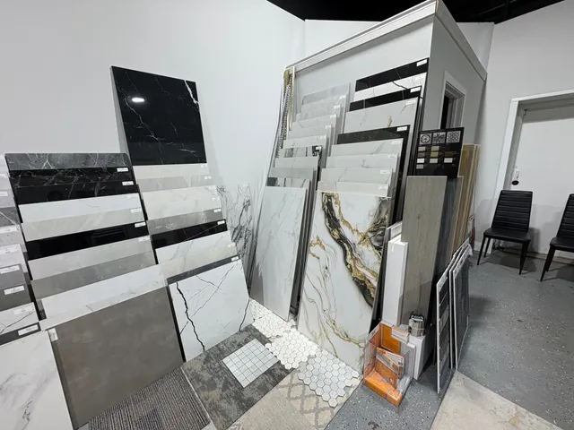 Porcelain slabs on display in the Aldergate Surfaces showroom